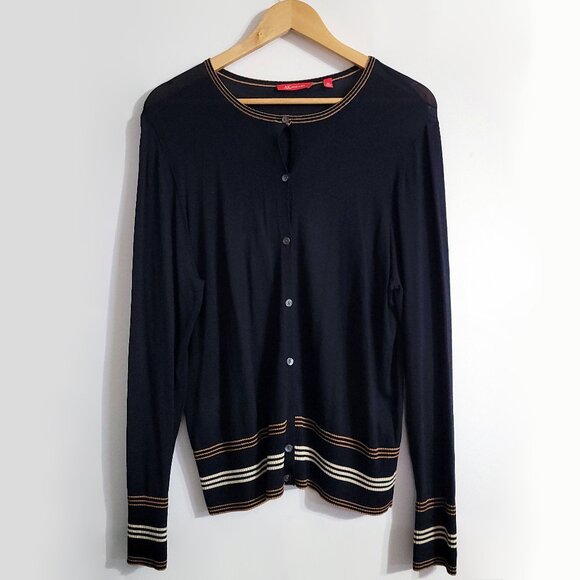 Anne Klein Womens Button Up Cardigan Sweater Size XL Black Office Corporate Goth - Picture 1 of 10